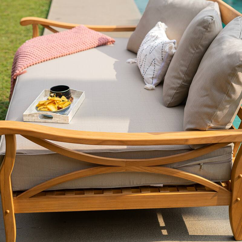 Cambridge Casual Lowell Teak Patio Conversation Set of 4 with Cushion