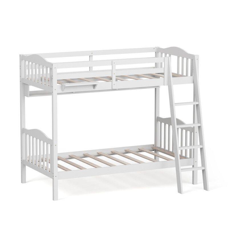 Twin Over Twin Solid Wood Bunk Bed for Kids and Adults, No Box Spring Required