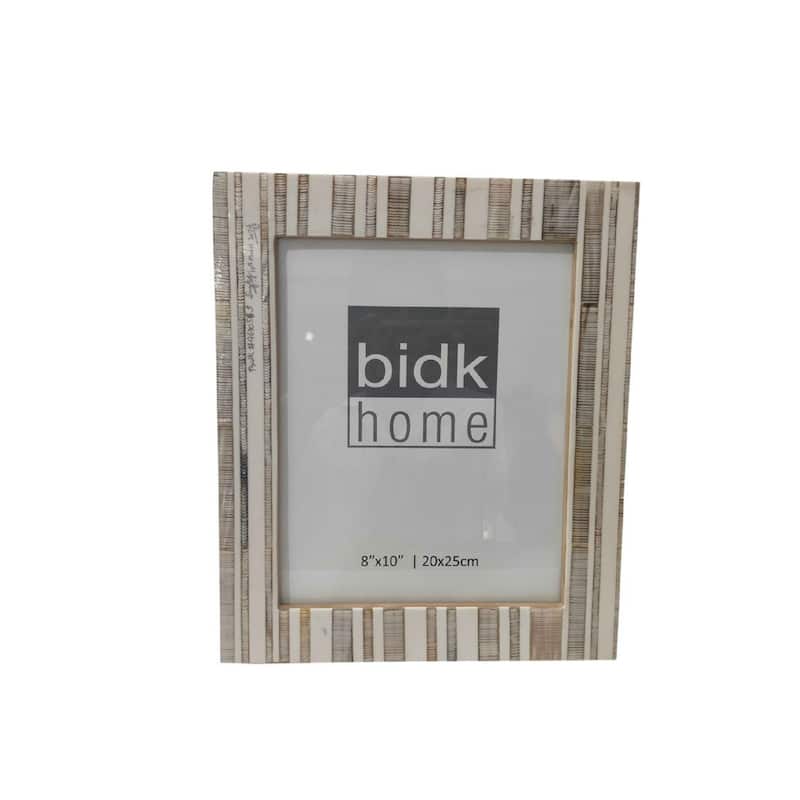 Striped Rectangular Picture Frame - for 8" x 10" Photo - White and Gray