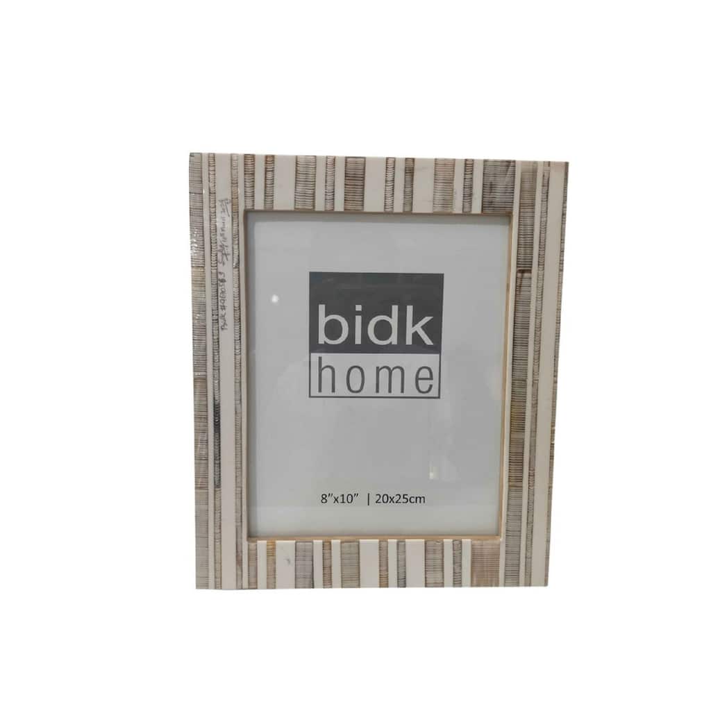 Striped Rectangular Picture Frame - for 8" x 10" Photo - White and Gray