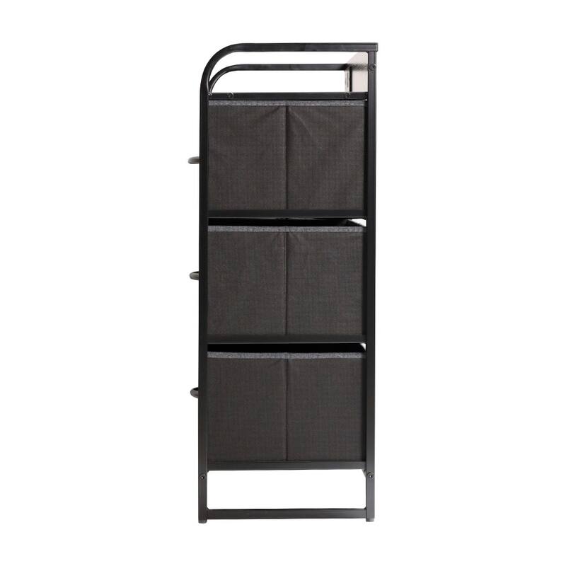 4 Fabric Drawer Nightstand with 2 USB Port/1 Outlet Charging Station