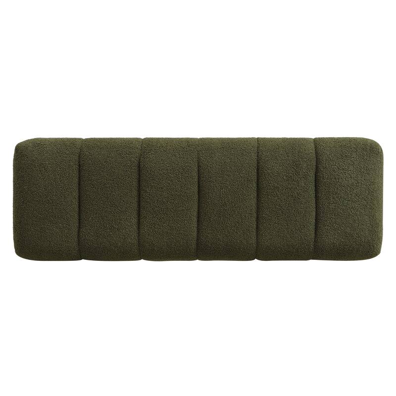 Green Boucle No-Assembly Dining Bench Ottoman
