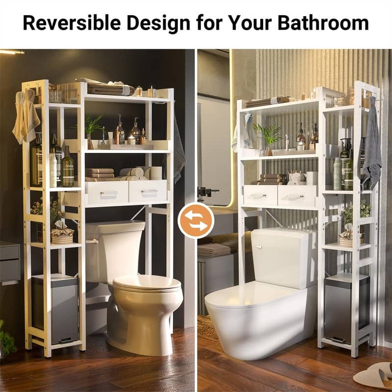 Over The Toilet Storage Cabinet - 9.4"D x 31.1"W x 63.4"H