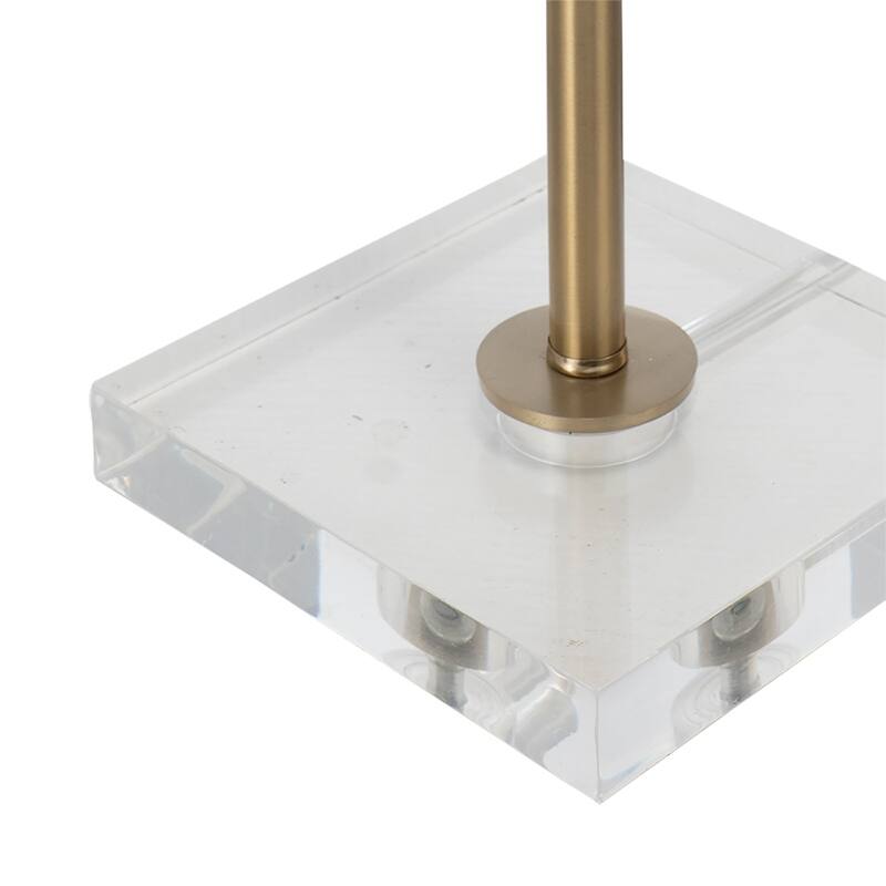 D14x25.2" Gold Table Lamp with Agate Slice and White Drum Shade