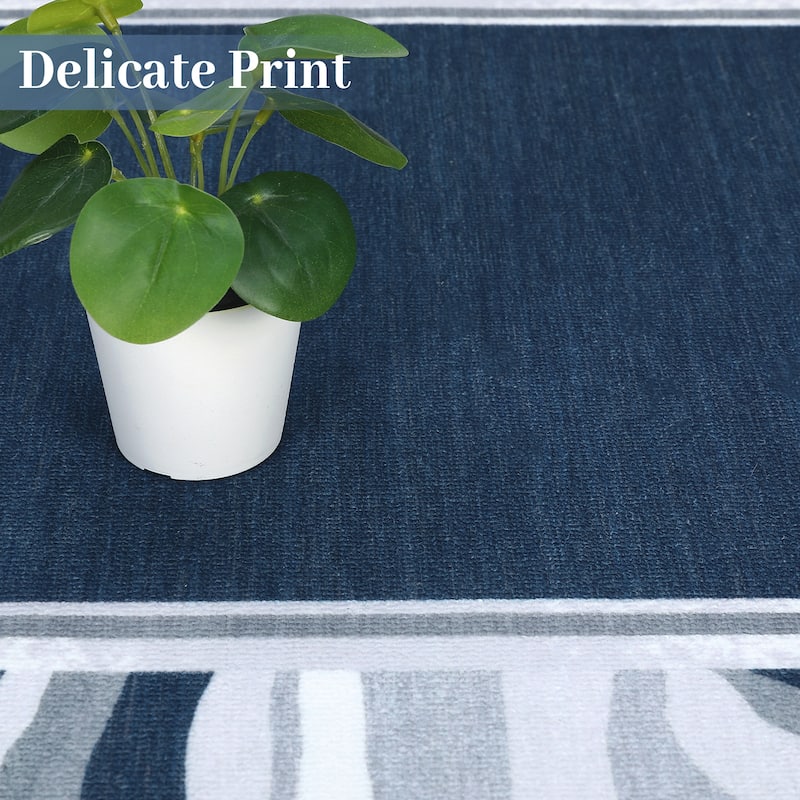 Modern Bordered Area Rugs for Living Room Bedroom Low Pile Non-Slip Rug Carpet