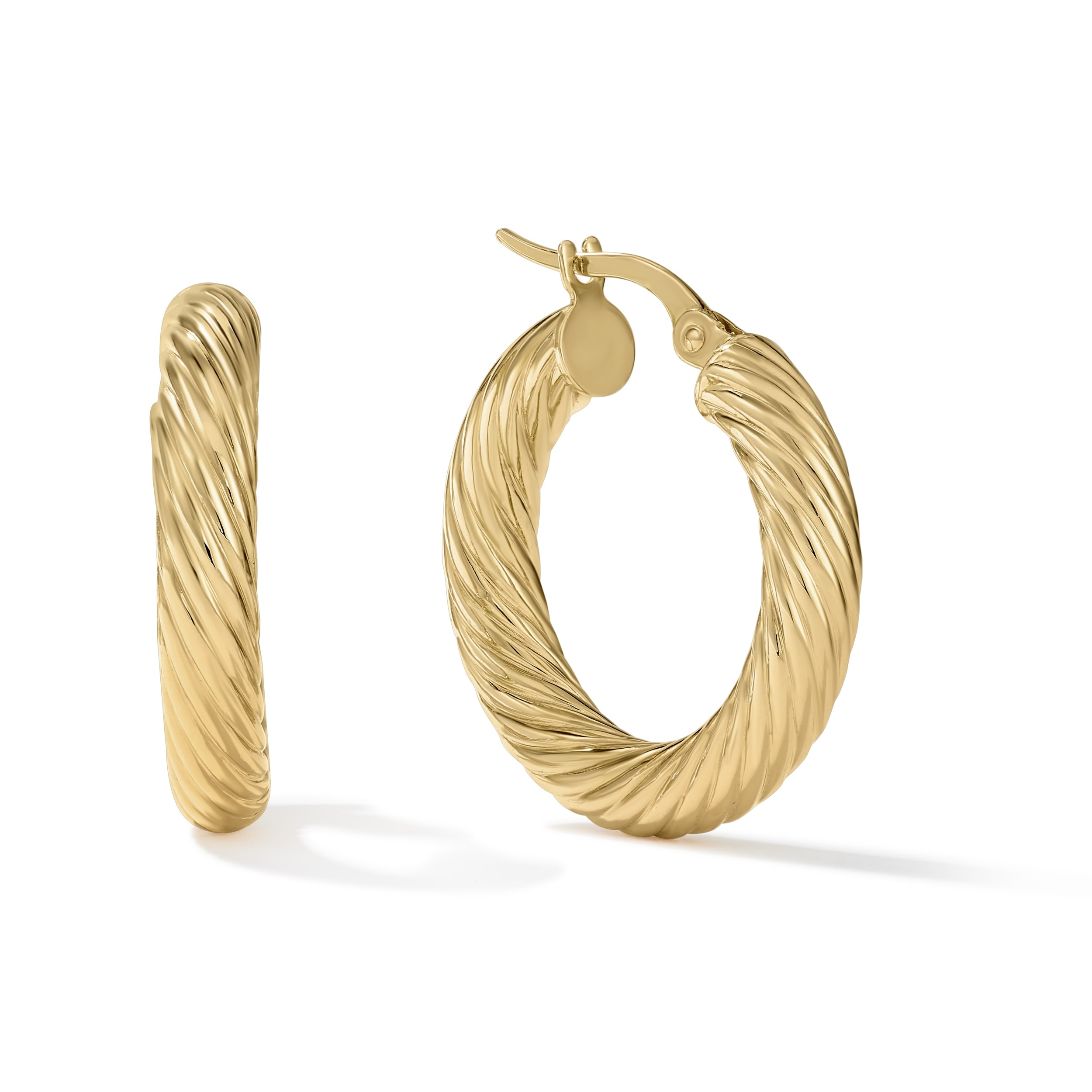 Clover 14K Yellow Gold High-Polish Rope Hoop Earrings