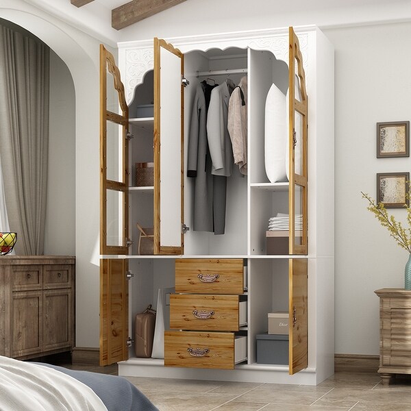 Vintage-Inspired Grand Closet Dual Wardrobe Set with Metal Accents - On  Sale - Bed Bath & Beyond - 40341395