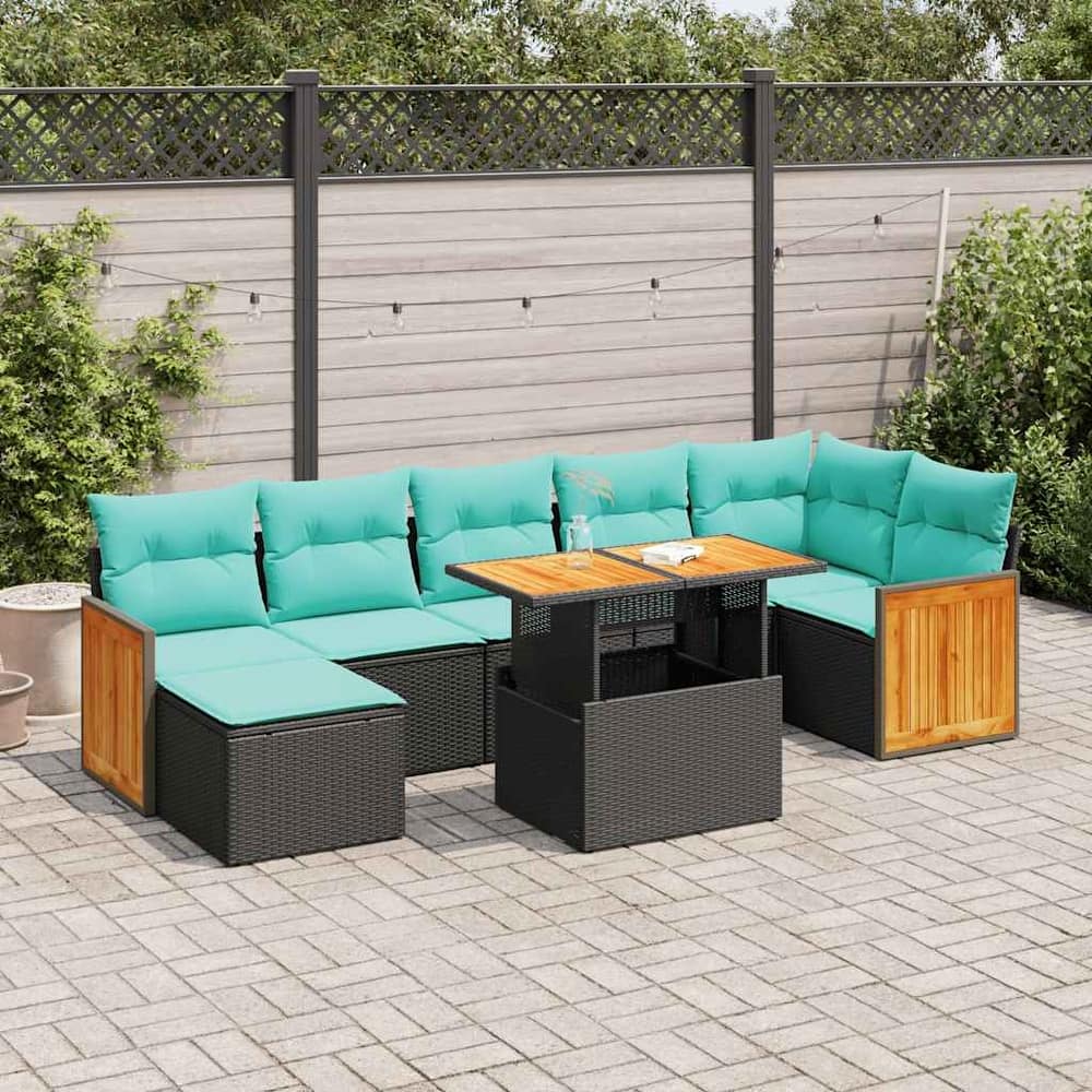 vidaXL Patio Sofa Set with Cushions Outdoor Furniture 8 Piece Poly Rattan