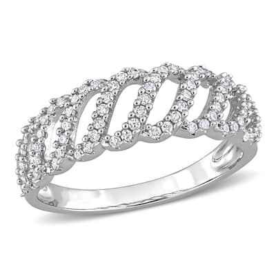 Miadora 1/3ct TDW Diamond Wave Ring in 10k White Gold