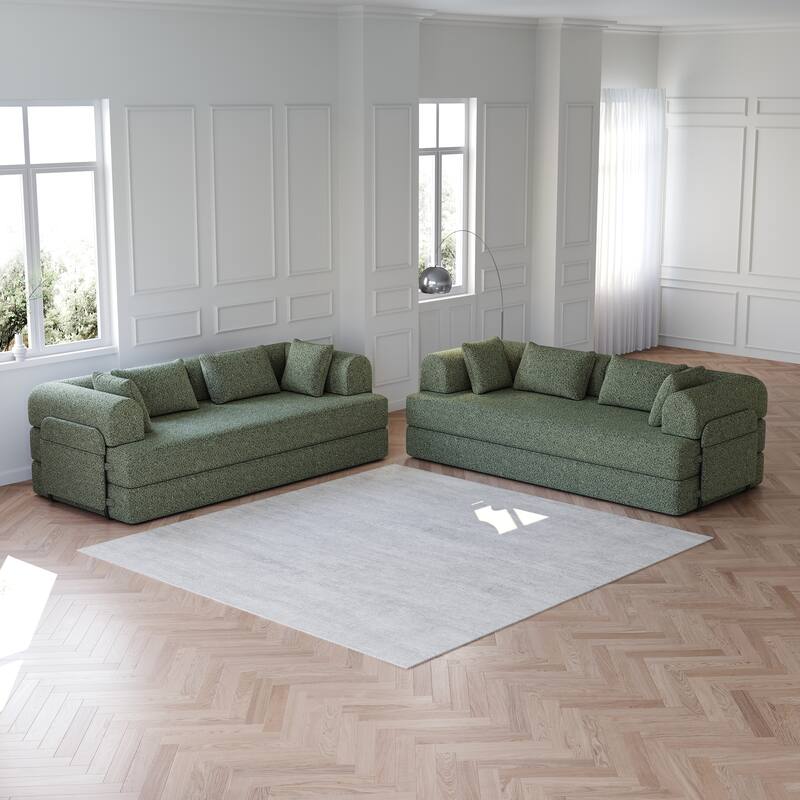 Anmytek Modern Chenille Convertible Sleeper Sofa 78.7" - 2PCS Folding Floor Couch