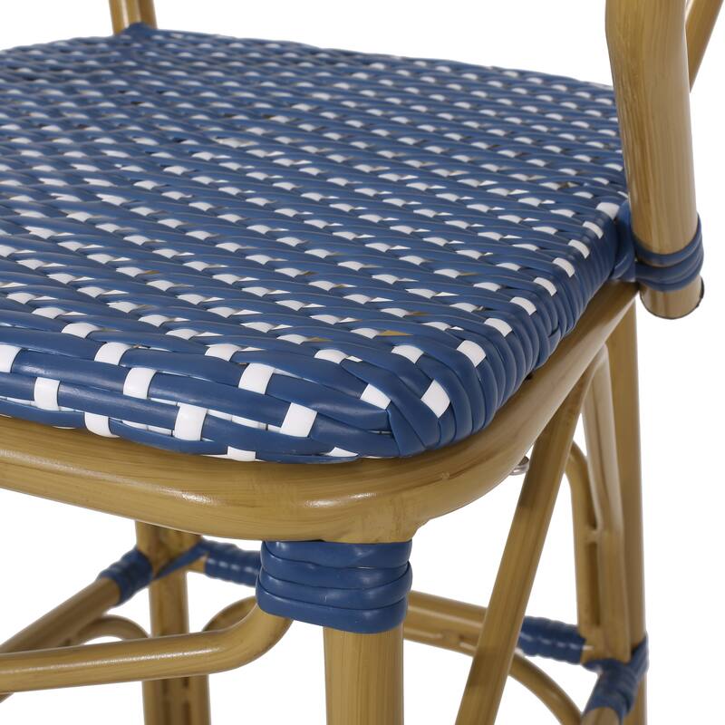 Outdoor Wicker and Aluminum Barstools, Set of 2