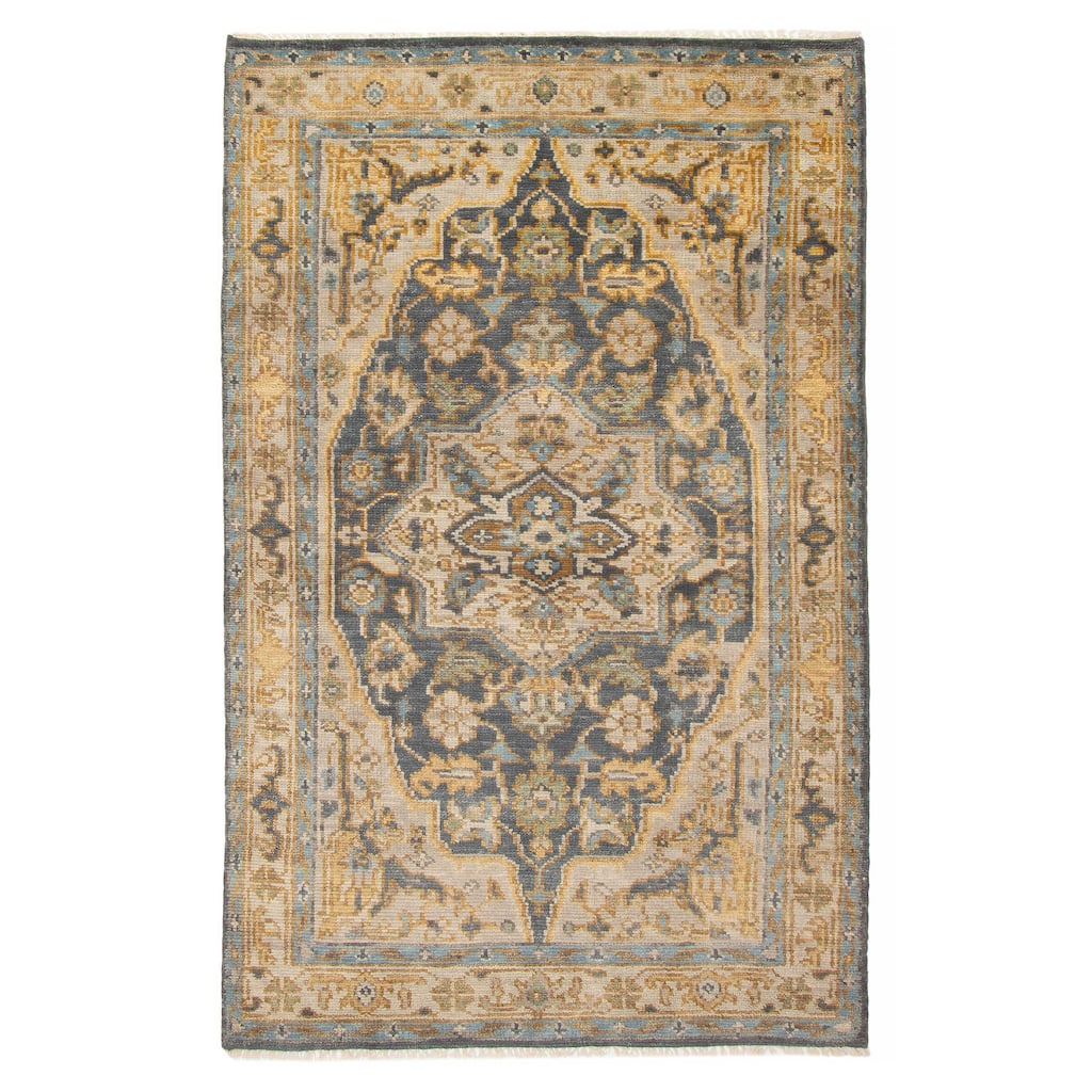 ECARPETGALLERY Hand-knotted Jules Serapi Navy Wool Rug - 5'0 x 8'0