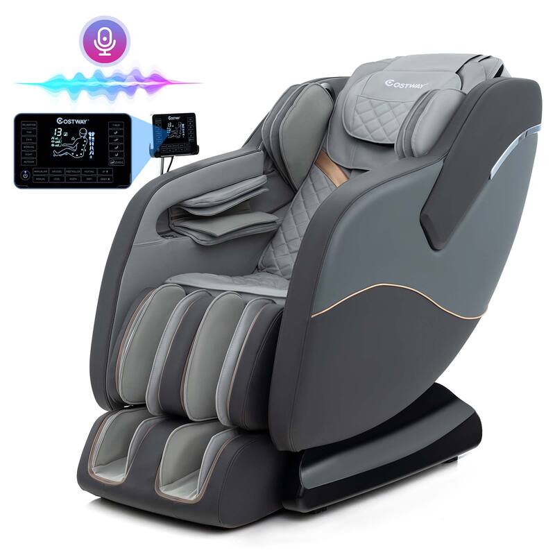 Costway SL Track Zero Gravity Massage Recliner with Thai Stretch Foot - Grey