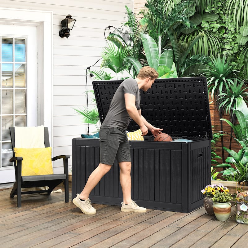 260 Gallons Water Resistant Resin Lockable Deck Box - Black