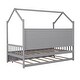 preview thumbnail 17 of 52, Semi-enclosed Wooden House Bed Frame with Pull Out Trundle Bed and Side Storage Shelf for Kids, Teens - No Box Spring Needed
