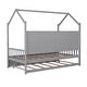preview thumbnail 8 of 36, Wooden Twin Size House Bed with Trundle and Shelf for Kids