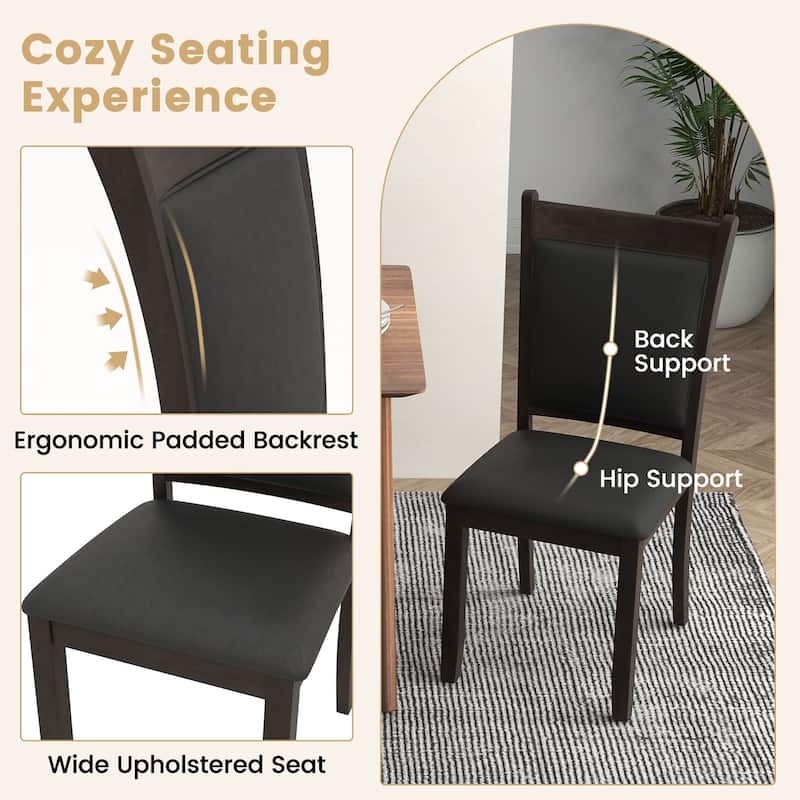 Gymax Faux Leather Upholstered Dining Chairs Set of 2 w/ Padded Seat