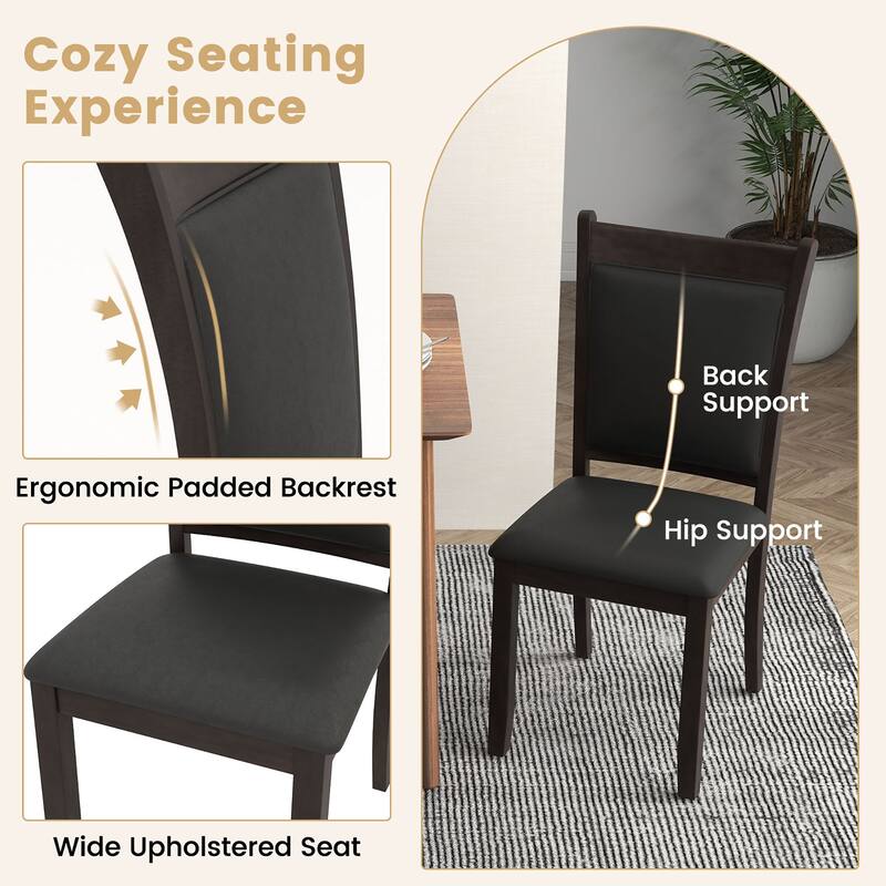Gymax Faux Leather Upholstered Dining Chairs Set of 4 w/ Padded Seat