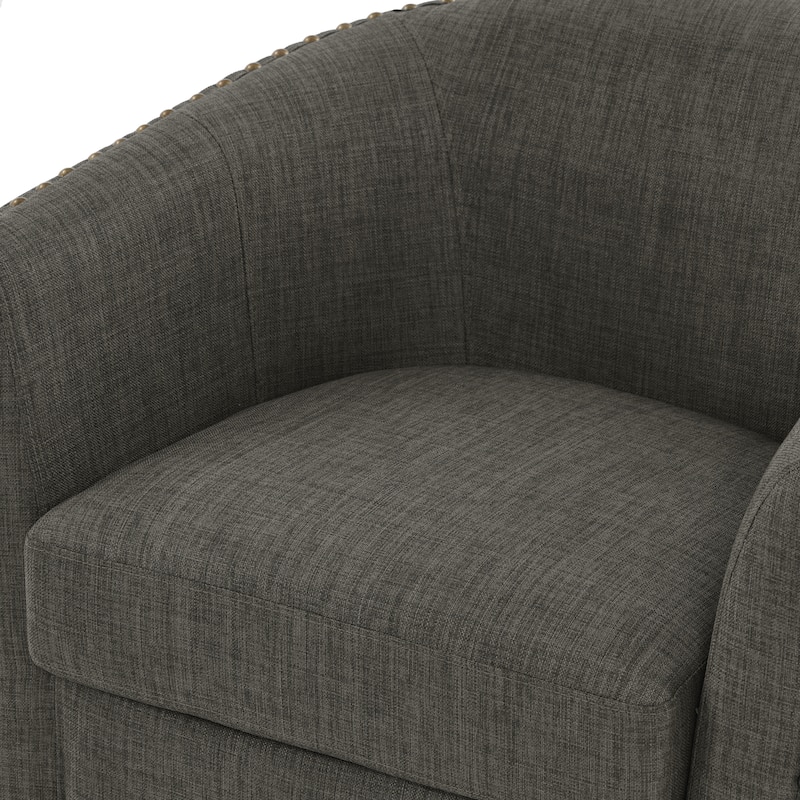George 2 Set 30"W Upholstered Swivel Barrel Chair with Nailheads