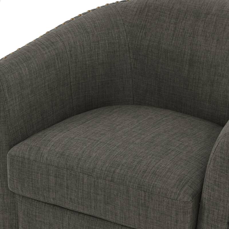 Modern Swivel Barrel Chair with Nailhead Trim