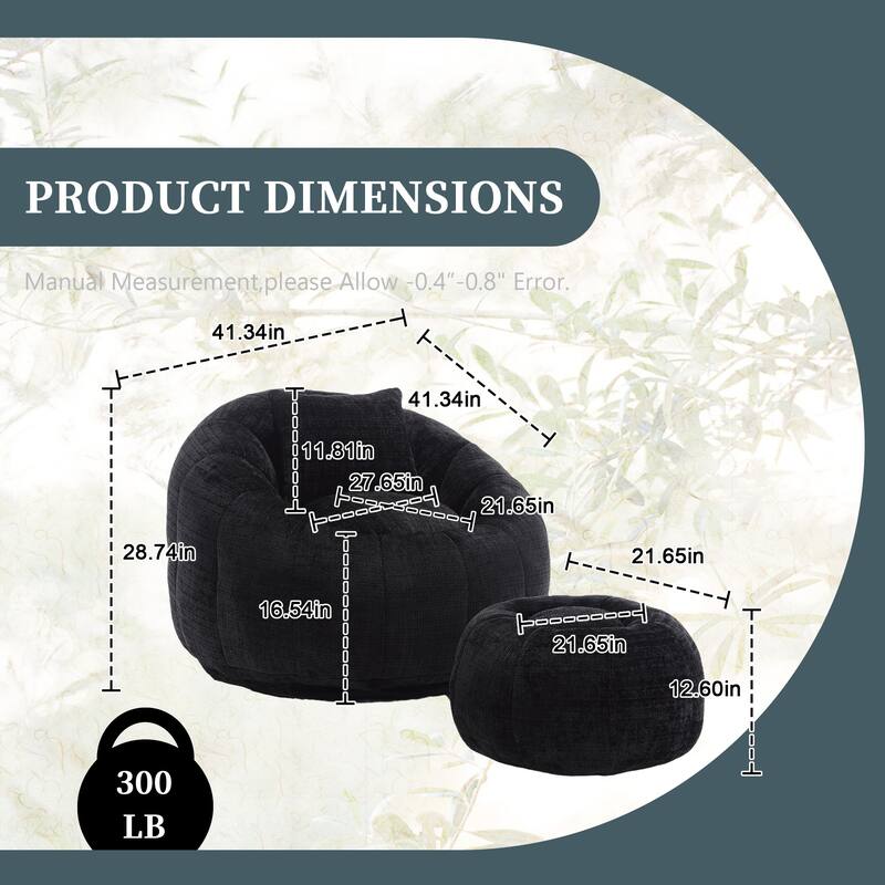 HOMEFUN Comfortable Beanbag sofa, with memory foam filler, can rotate super large round sofa