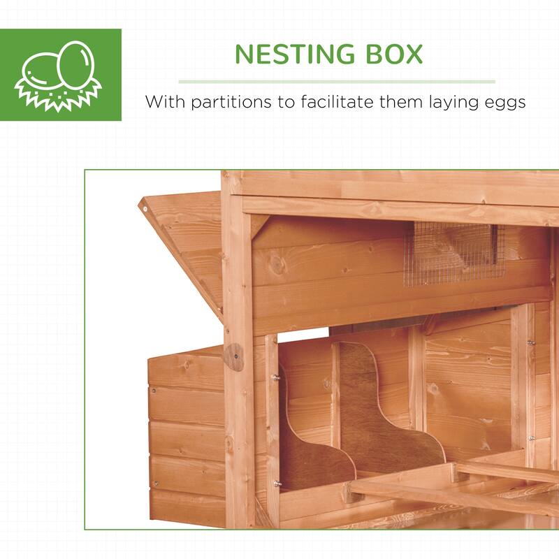 Orange Wooden Outdoor Chicken Coop with Elevated House and Nesting Boxes Ramp and Attached Run