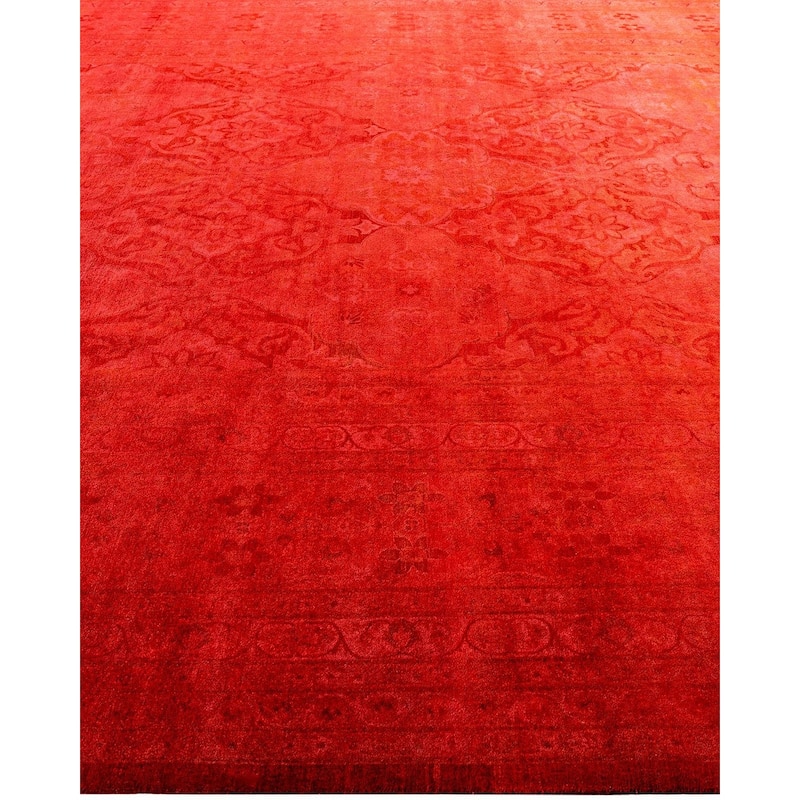 Fine Vibrance One-of-a-Kind Hand-Knotted Area Rug - Orange, 9' 3" x 12' 1" - 9' 3" x 12' 1"