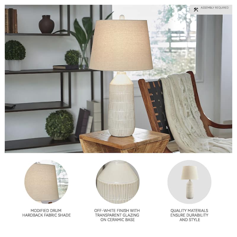 Signature Design by Ashley Willport Off White Table Lamp (Set of 2) - 14"W x 14"D x 27"H