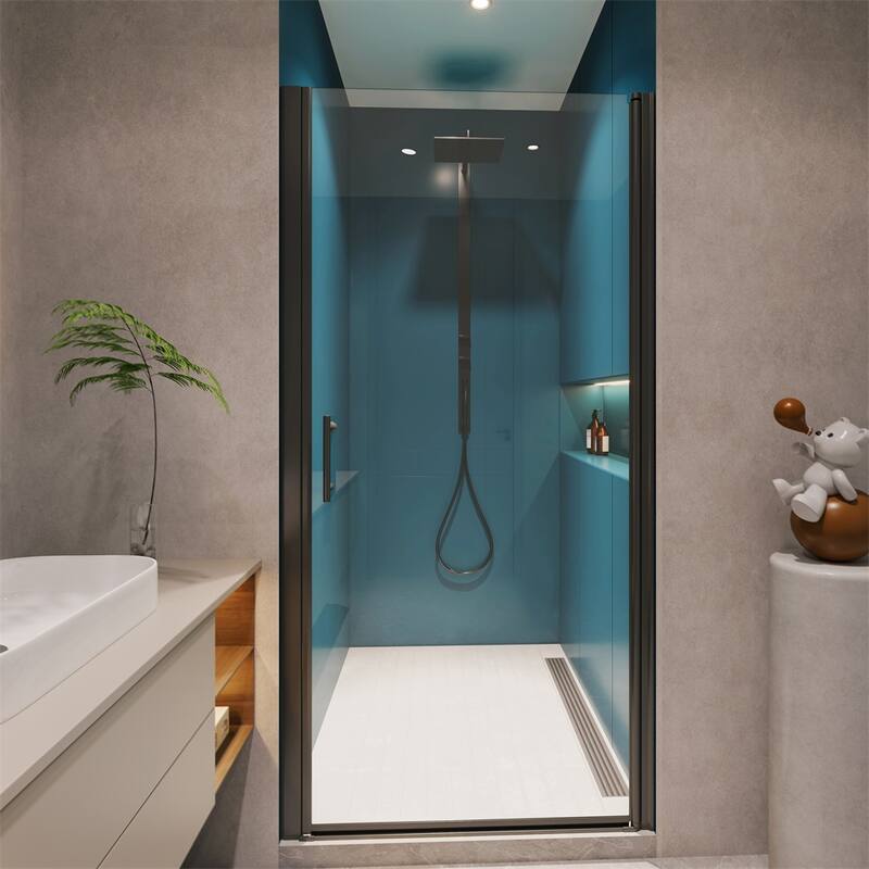 Adjustment Pivot Shower Door with 1/4" tempered glass,Open Outside