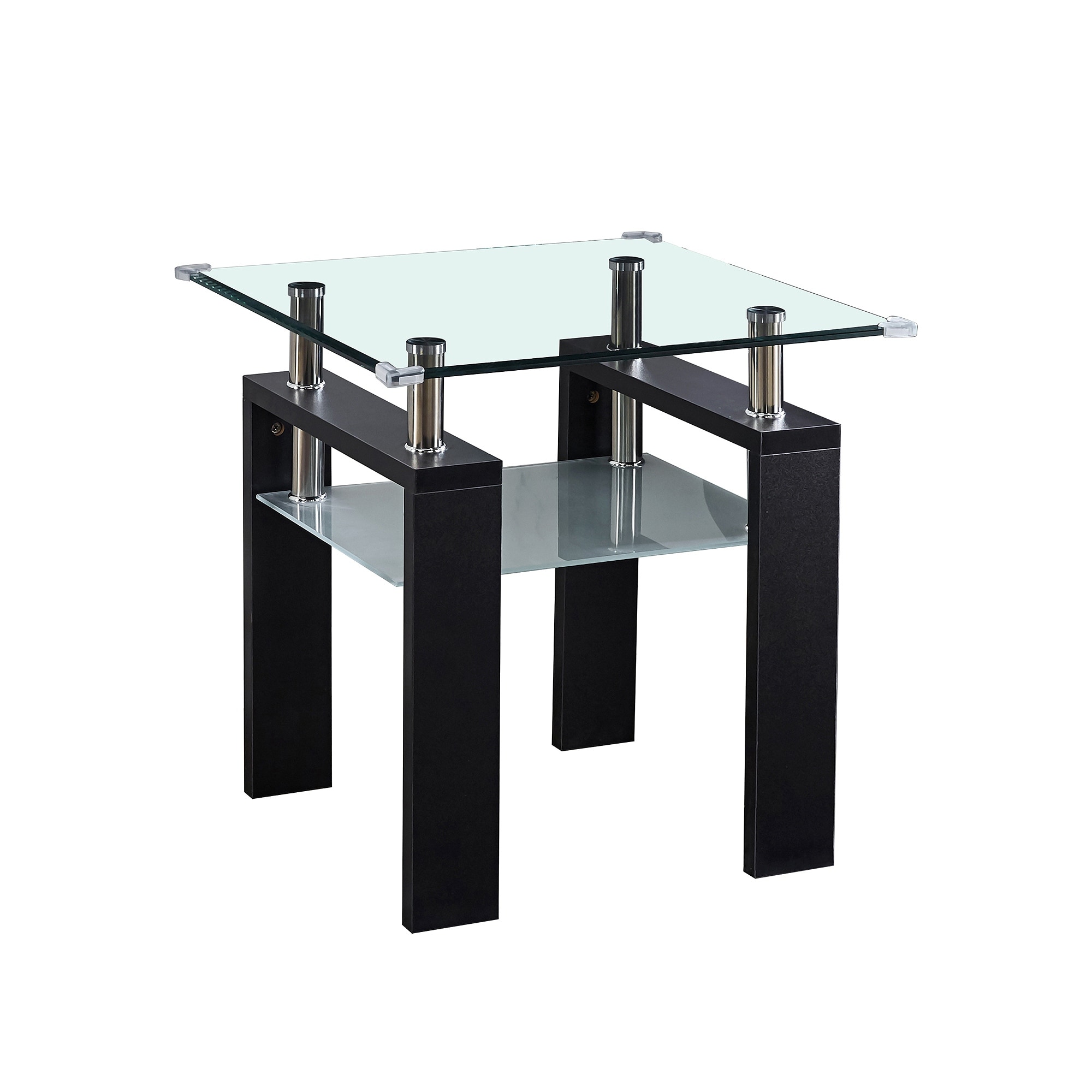 Clear Glass Top Side Table, 24 inchx24 inchx24 inch End Table, Modern Design For Home