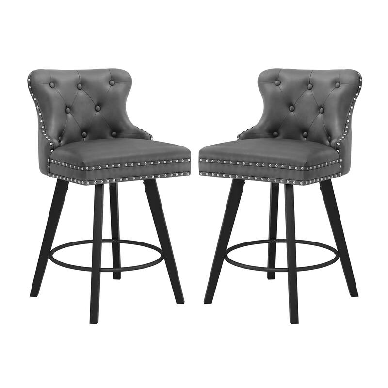 LUE BONA Swivel Bar Stools Counter Height, Upholstered Counter Stools with Backs - 26"H