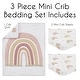 preview thumbnail 2 of 4, Sweet Jojo Designs Boho Rainbow Girl 3pc Mini Crib Bedding Set Blush Dusty Rose Bohemian Modern Neutral Vintage Gold Mauve Beige