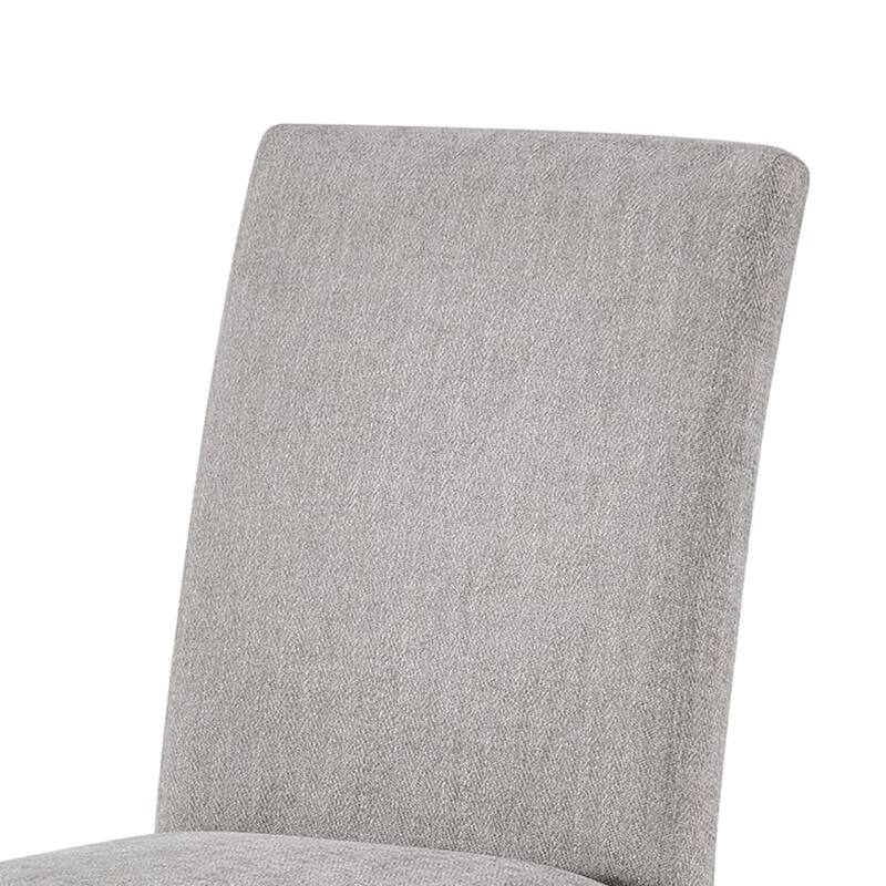 Figu Set of 4 Dining Chair, Brown-Gray Fabric Seating, Black Wood Legs