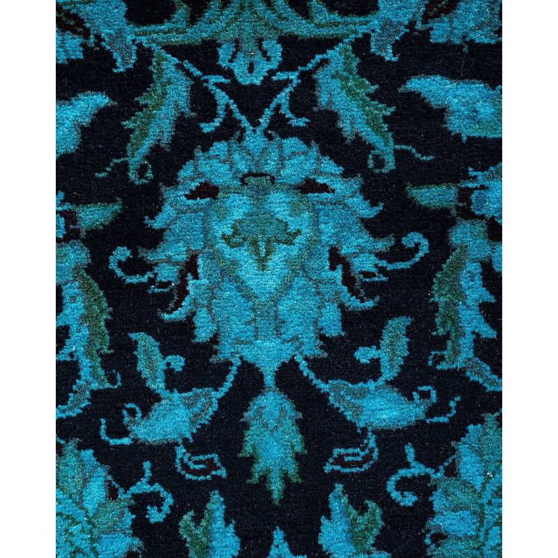 Fine Vibrance, One-of-a-Kind Hand-Knotted Runner Rug - Blue, 2' 6" x 9' 10" - 2' 6" x 9' 10"