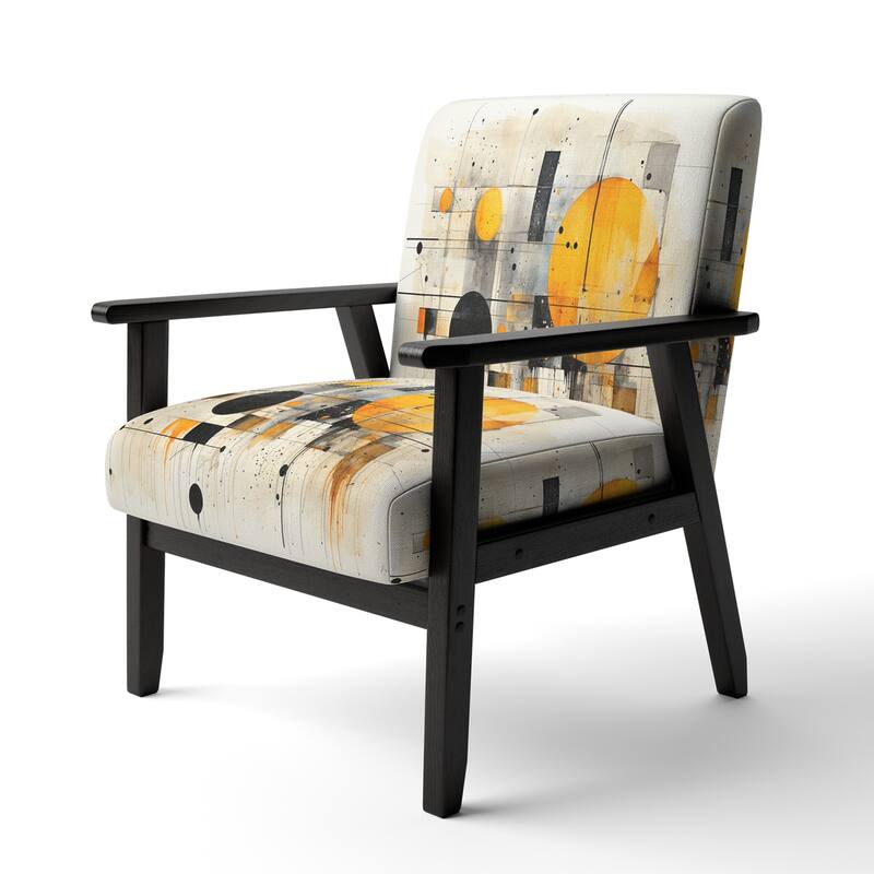 Designart "Geometric Abstraction III" Upholstered Abstract Shapes Accent Chair and Modern & Contemporary Arm Chair