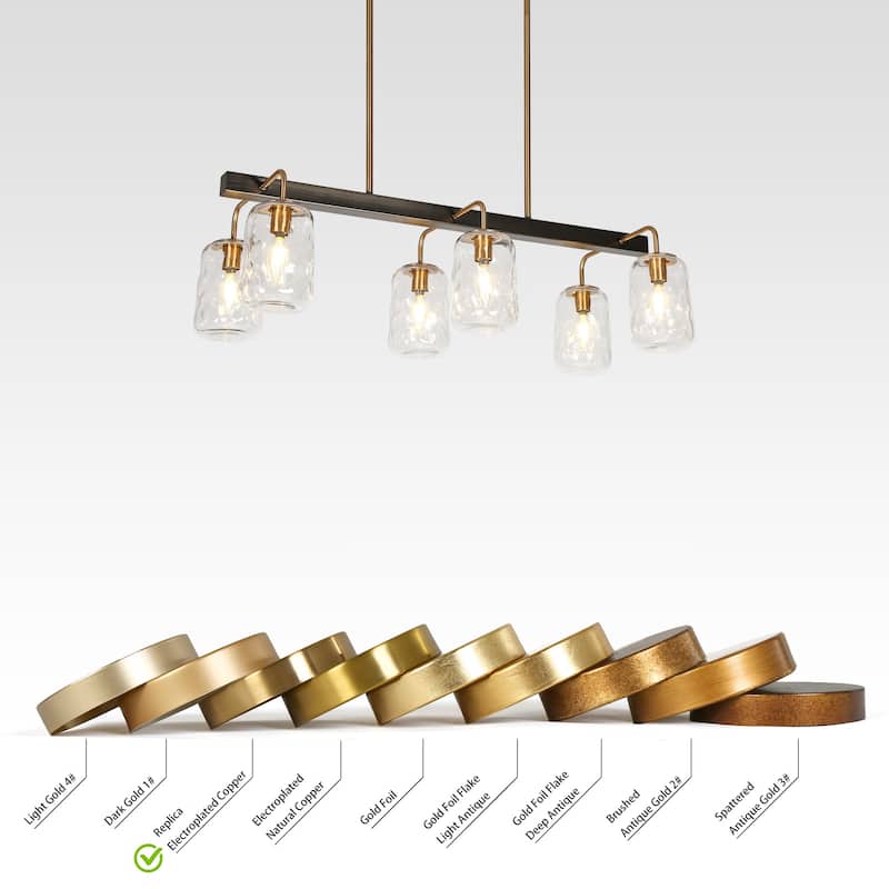 Modern Farmhouse 6-Light Chandelier Glass Kitchen Island Lights - L 33" x W14.5" x H 21.2"