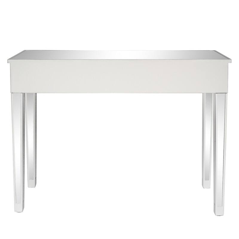 Silver MDF Mirror Broken Glass Surface Three Drawer Computer Desk