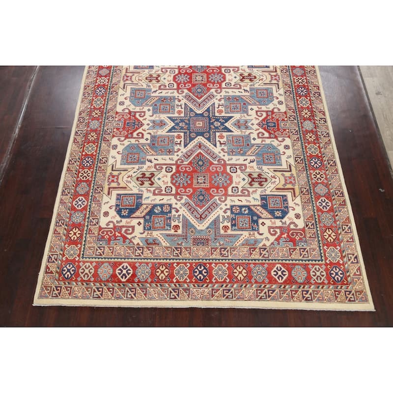 Geometric Super Kazak Oriental Vegetable Dye Area Rug Wool Handmade - 8'8" x 11'9"