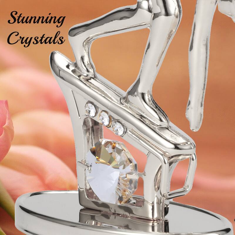 Matashi Silver Plated Surfer Figurine with Crystals Surfing Gift for Surfer Boys Girls Teens Desk Accessories Trophy Tabletop