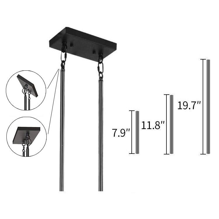 32" Industrial 5-Light Pendant Chandelier, Modern Metal Cage Design, Adjustable Hanging Light for Dining Room (No Bulbs)