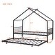 preview thumbnail 11 of 16, Black Twin Size Metal House Bed with Trundle and Roof for Kids, Boys and Girls, Bedroom