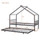 preview thumbnail 42 of 47, Twin Size Metal House Bed with Trundle and Roof for Kids' Rooms