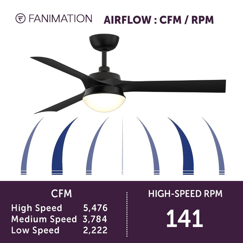Barlow 52 inch Indoor/Outdoor Ceiling Fan with LED CCT Select Light Kit Black with Black blades