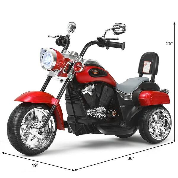 dimension image slide 2 of 3, 6V Powered Toddler 3 Wheel Motorbike Ride On Toy with Horn and Headlight - 36" x 19" x 25"