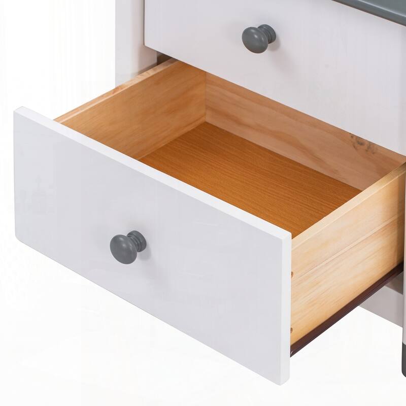 Wooden Nightstand with Two Drawers for Kids