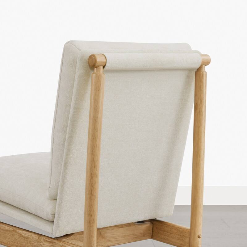 Spruce & Spring Mid-Century Modern Solid Wood Dining Chair with Tufted Cushion