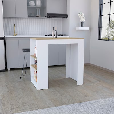 Kitchen Island with 3-Side Shelves for Dining Room.