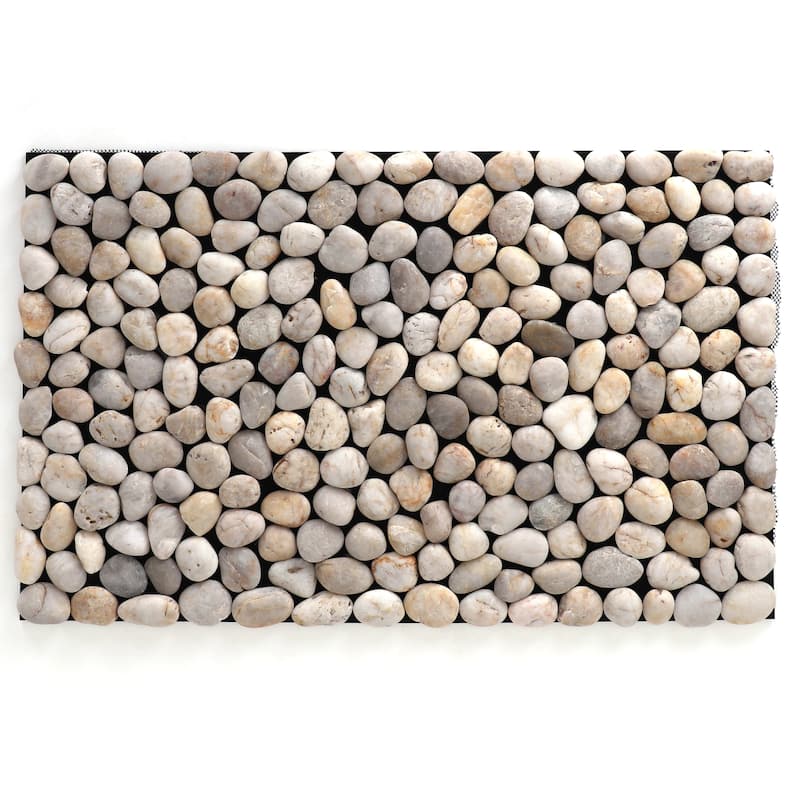 Brook Branch Real Stone Pebble Mat - 19 x 29 - Matte White