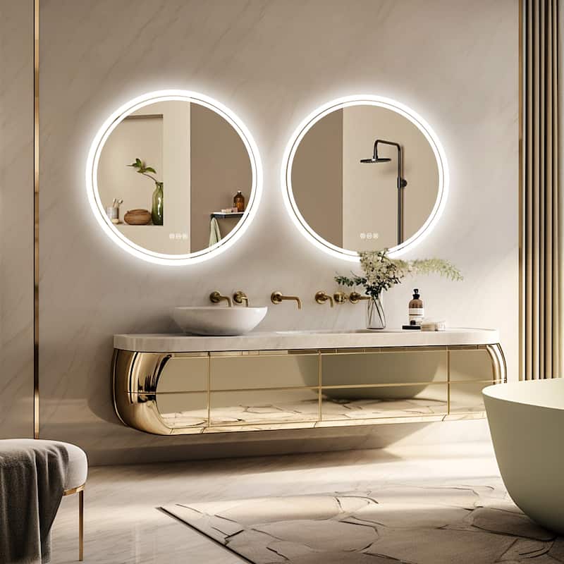 31.5" LED Lighted Bathroom Mirror Vanity Mirror Wall Mounted Large Anti-Fog Dimmable Mirror Backlit - 31.5''