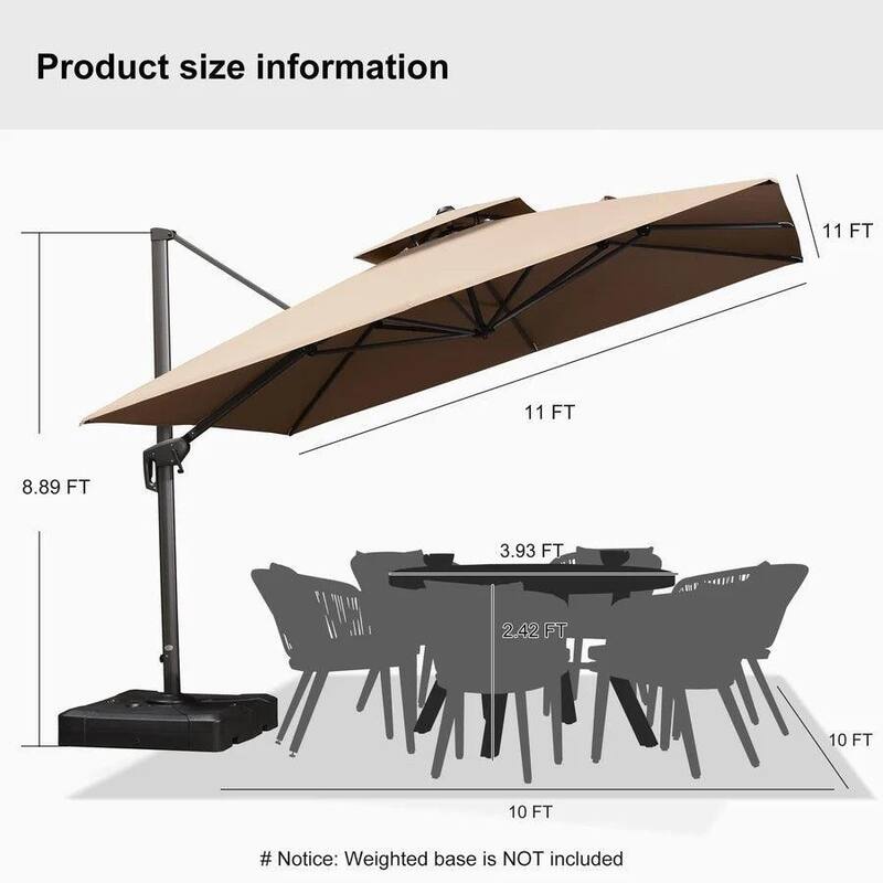 PURPLE LEAF Patio Cantilever Umbrella with 360 Degree Rotation